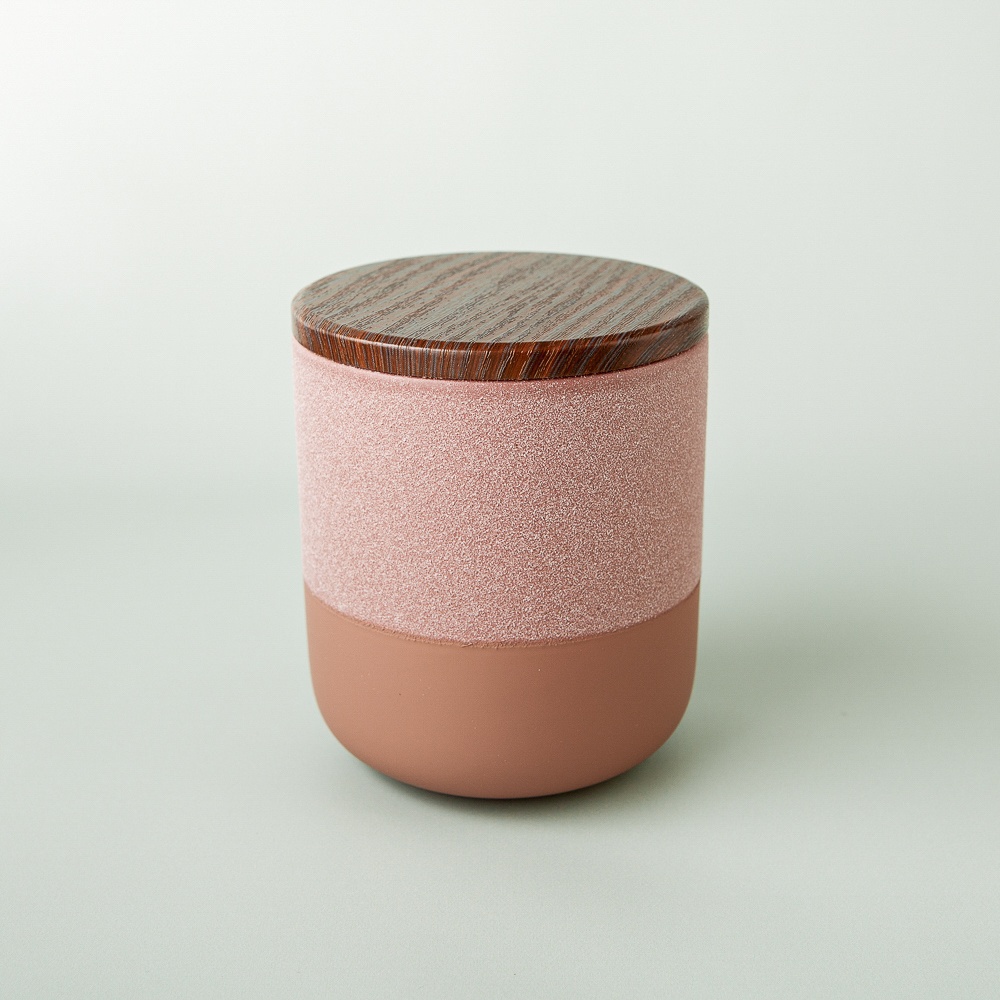 Terracotta Two-Tone Ceramic Jar with Lid image number null